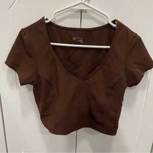 Offline by Aerie Brown Sidewalk Seamless Cropped T-Shirt